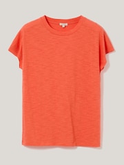 Jigsaw Orange Harlech Cap Sleeve 100% Cotton Top - Image 5 of 5