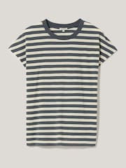 Jigsaw Grey 100% Cotton Slub Stripe Cap Top - Image 5 of 5