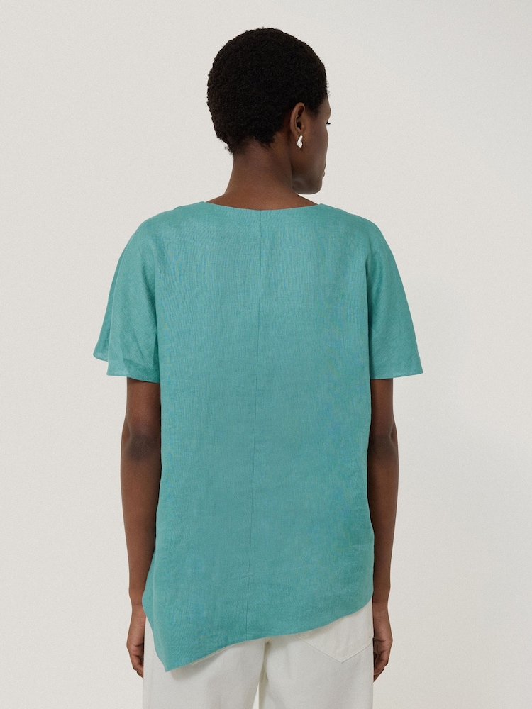 Jigsaw Blue 100% Linen Relaxed Top - Image 2 of 4