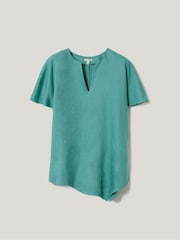 Jigsaw Blue 100% Linen Relaxed Top - Image 4 of 4