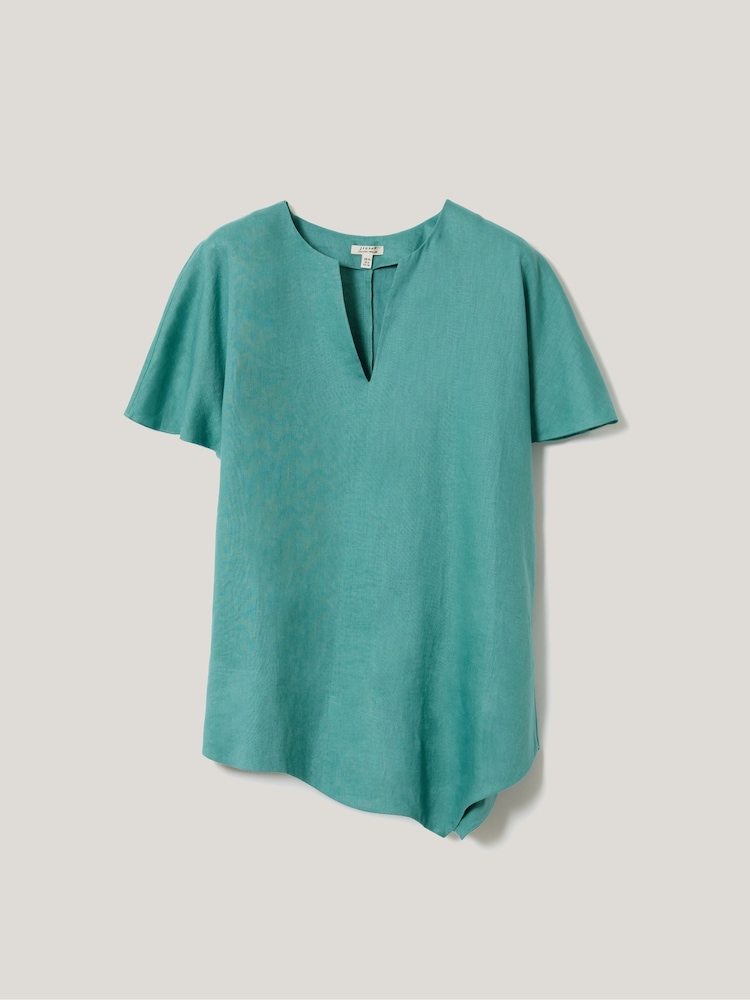 Jigsaw Blue 100% Linen Relaxed Top - Image 4 of 4