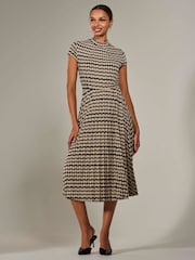 Jolie Moi Black Jersey Capped Sleeve Pleated Midi Dress - Image 1 of 6