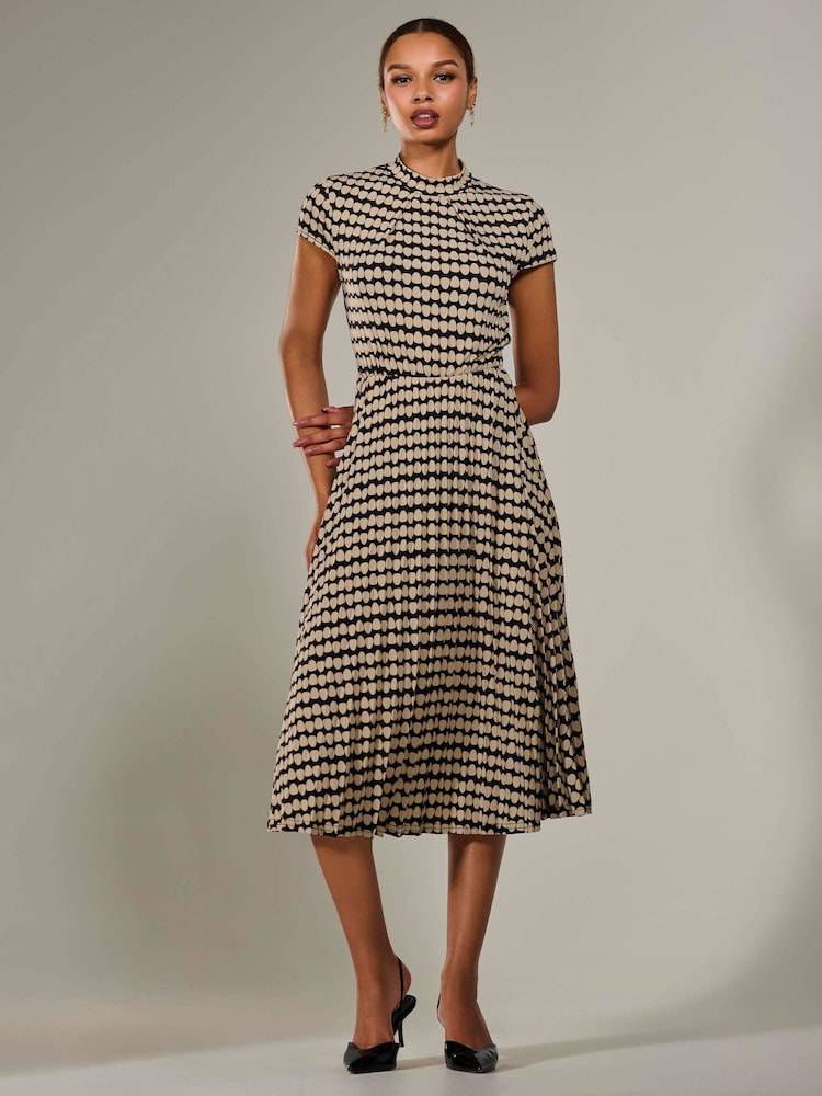 Jolie Moi Black Jersey Capped Sleeve Pleated Midi Dress - Image 6 of 6