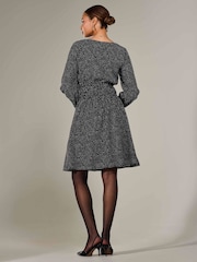 Jolie Moi Black Long Sleeve Ruched Waist Midi Dress - Image 2 of 6