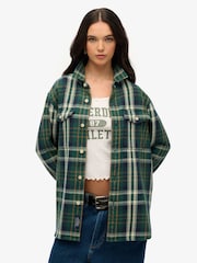 Superdry Green Oversized The Merchant Store Heavy Checked Shirt - Image 1 of 6