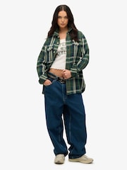 Superdry Green Oversized The Merchant Store Heavy Checked Shirt - Image 3 of 6