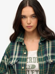 Superdry Green Oversized The Merchant Store Heavy Checked Shirt - Image 4 of 6