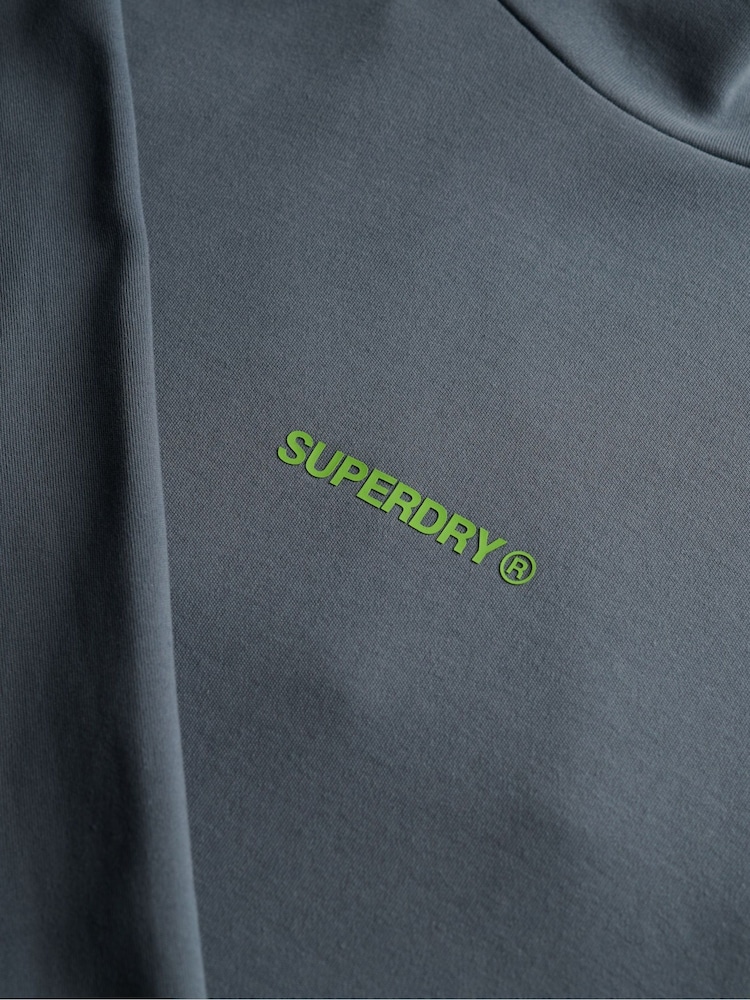 Superdry Blue 100% Cotton Tech Logo Loose Hoodie - Image 6 of 6
