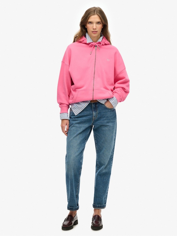 Superdry Pink Studios Zip Hoodie - Image 3 of 6