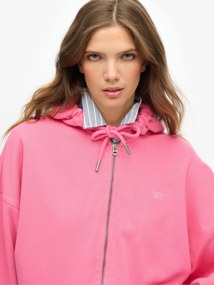 Superdry Pink Studios Zip Hoodie - Image 4 of 6