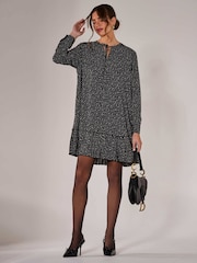 Jolie Moi Black Long Sleeve Shirt Dress - Image 1 of 6