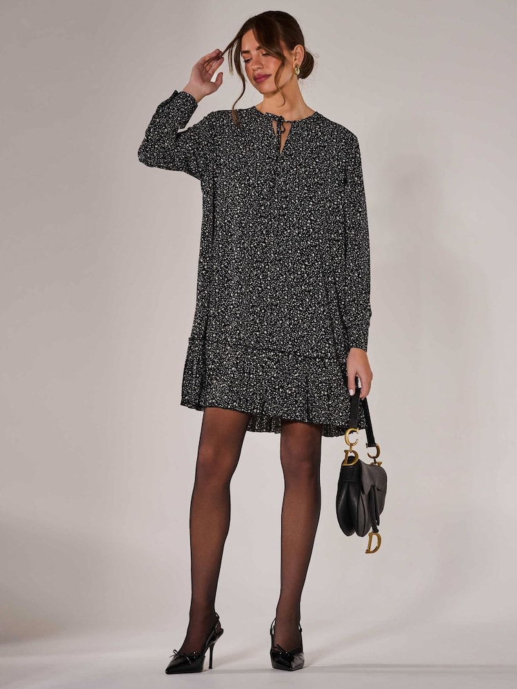 Jolie Moi Black Long Sleeve Shirt Dress - Image 1 of 6