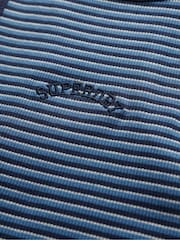Superdry Blue Essential Logo Striped Racer 100% Cotton Vest Top - Image 6 of 6