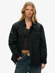 Superdry Blue Oversized The Merchant Store Wax Jacket - Image 1 of 9