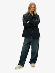 Superdry Blue Oversized The Merchant Store Wax Jacket - Image 3 of 9