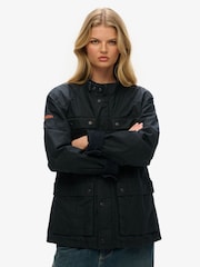 Superdry Blue Oversized The Merchant Store Wax Jacket - Image 4 of 9