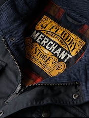 Superdry Blue Oversized The Merchant Store Wax Jacket - Image 8 of 9