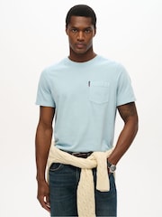 Superdry Blue Classic Essential Pocket 100% Cotton T-Shirt - Image 1 of 6