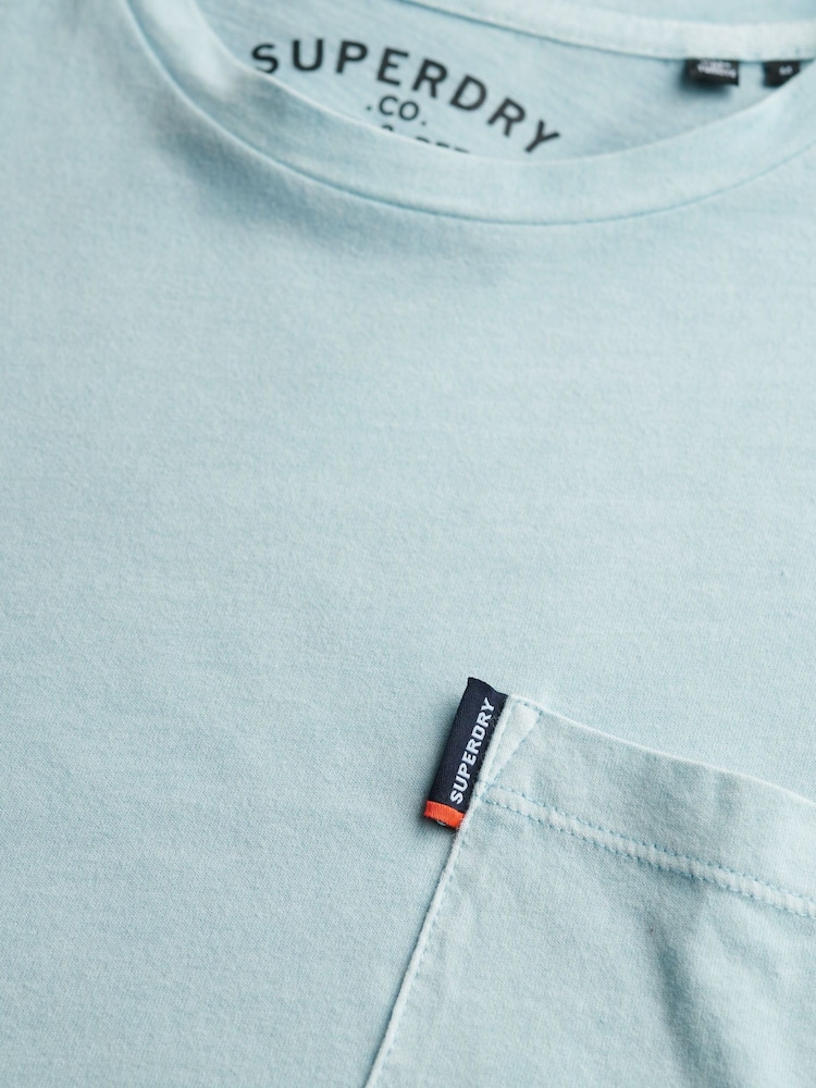 Superdry Blue Classic Essential Pocket 100% Cotton T-Shirt - Image 6 of 6
