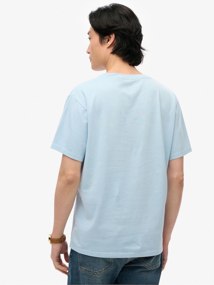 Superdry Blue Essentials Relaxed 100% Cotton T-Shirt - Image 2 of 6