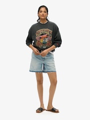 Superdry Black Psych Surf Loose Crew 100% Cotton Sweatshirt - Image 3 of 5