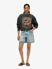 Superdry Black Psych Surf Loose Crew 100% Cotton Sweatshirt - Image 4 of 5