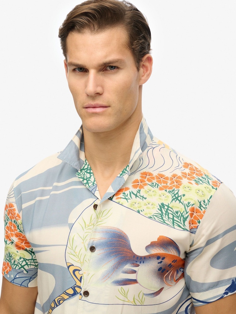 Superdry Cream The Merchant Store Hawaiian Shirt - Image 4 of 6