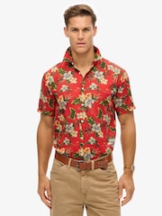 Superdry Red Marun Hawaiian Print Shirt - Image 1 of 6