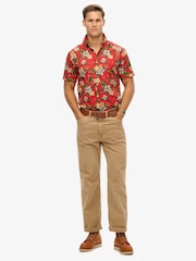 Superdry Red Marun Hawaiian Print Shirt - Image 3 of 6
