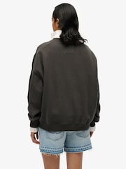 Superdry Grey Athletic Essentials Tonal Applique Crew 100% Cotton Sweatshirt - Image 2 of 6