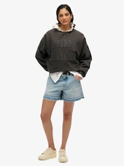 Superdry Grey Athletic Essentials Tonal Applique Crew 100% Cotton Sweatshirt - Image 3 of 6