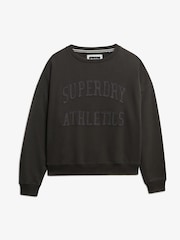 Superdry Grey Athletic Essentials Tonal Applique Crew 100% Cotton Sweatshirt - Image 5 of 6