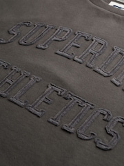 Superdry Grey Athletic Essentials Tonal Applique Crew 100% Cotton Sweatshirt - Image 6 of 6