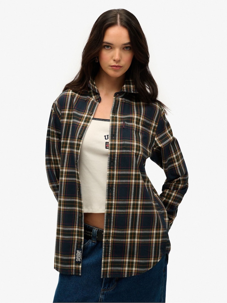 Superdry Blue Oversized Vintage Check Shirt - Image 1 of 7