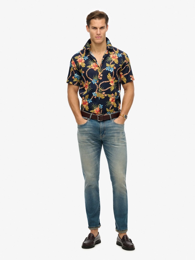 Superdry Sky Blue Hawaiian Print Shirt - Image 2 of 5