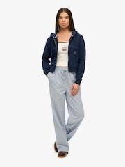 Superdry Blue Athletic Essentials Tonal Cropped Zip 100% Cotton Hoodie - Image 3 of 6
