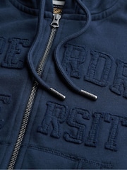 Superdry Blue Athletic Essentials Tonal Cropped Zip 100% Cotton Hoodie - Image 6 of 6