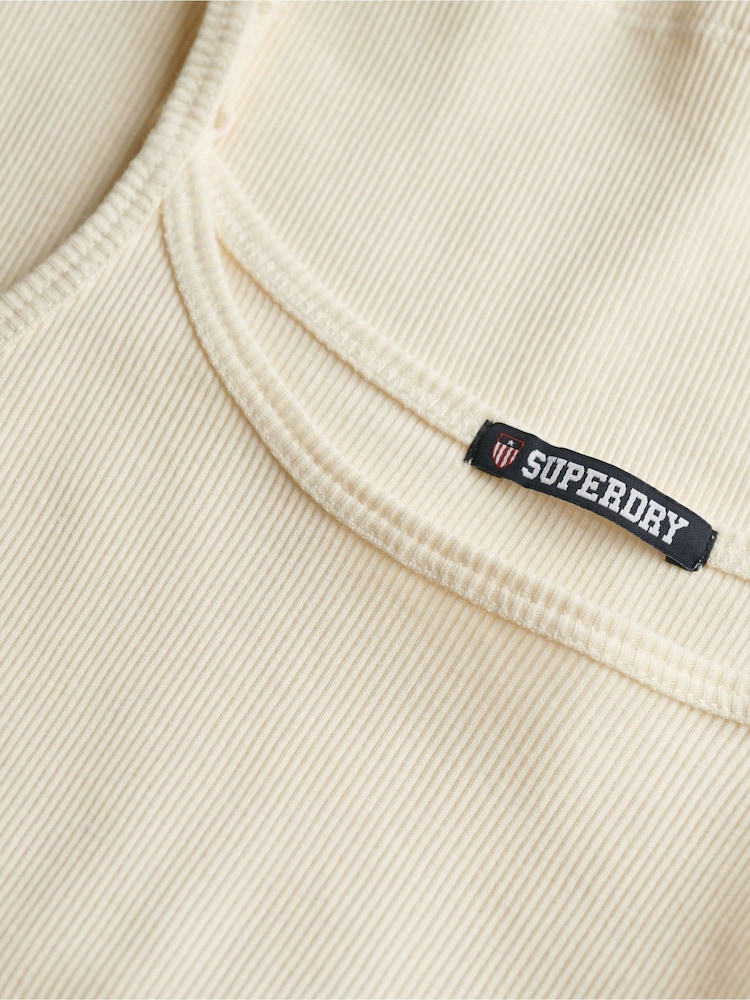 Superdry Cream Athletic Essentials Scoop Neck Vest - Image 6 of 6