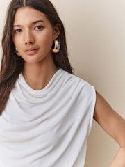 Ecru - Blusa High neck sleeveless drapeada - Imagem 4 de 4