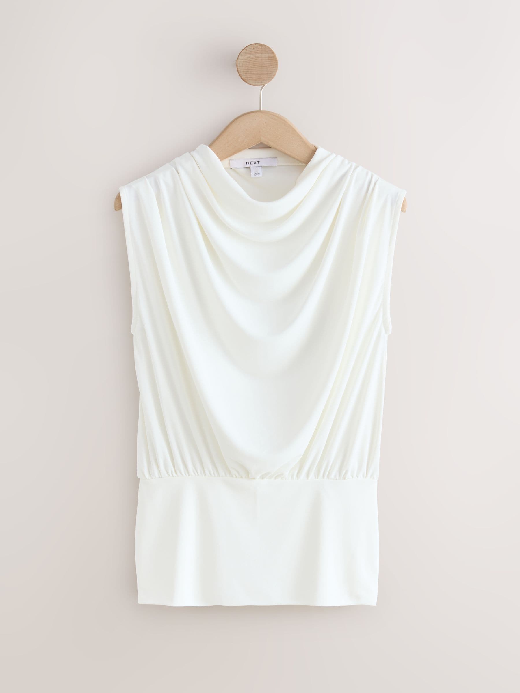 Buy Ecru High Neck Sleeveless Drape Cowl Top from Next USA