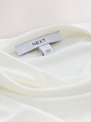 Ecru High Neck Sleeveless Drape Cowl Top - Image 8 of 8