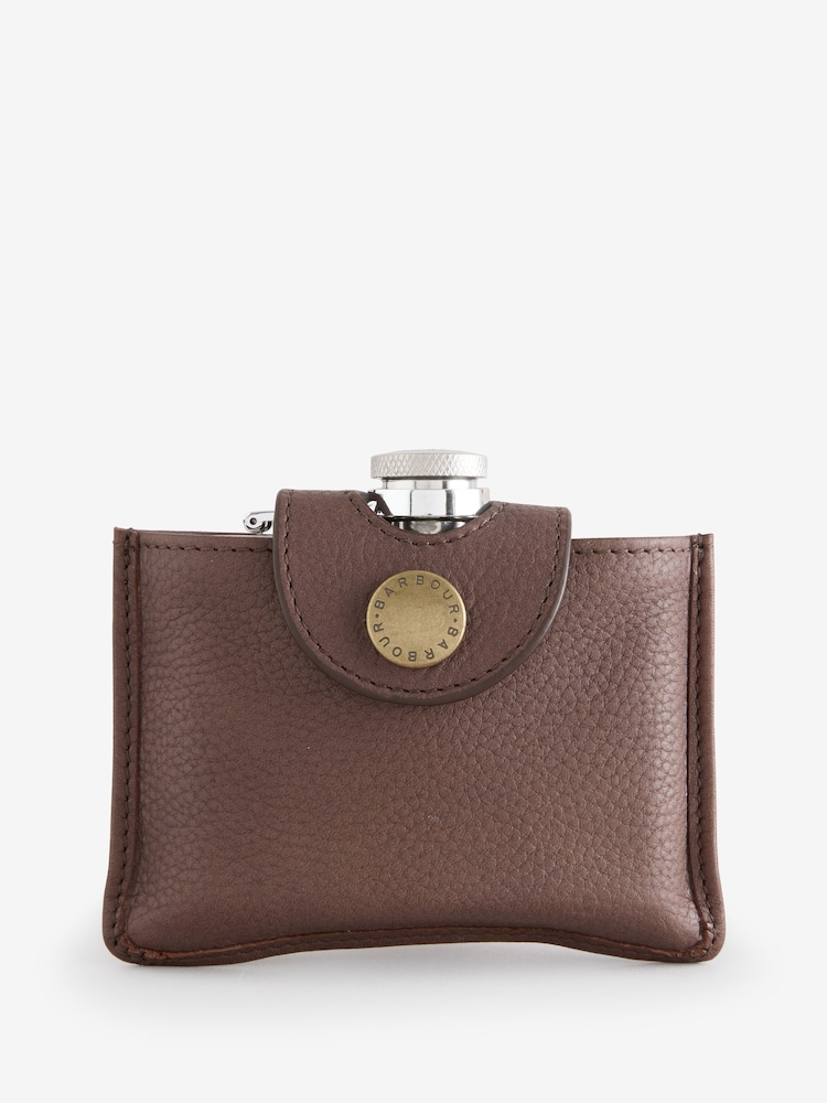 Barbour® Brown 4oz Hip Flask - Image 1 of 1