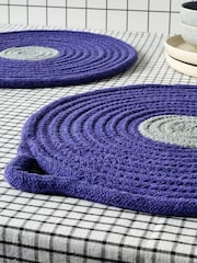 Curateology Set of 4 Blue Penn Round Placemats - Image 1 of 2