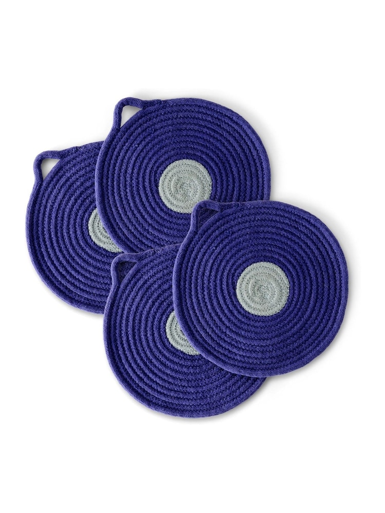 Curateology Set of 4 Blue Penn Round Placemats - Image 2 of 2