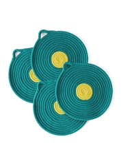 Curateology Set of 4 Green Penn Round Placemats - Image 2 of 2