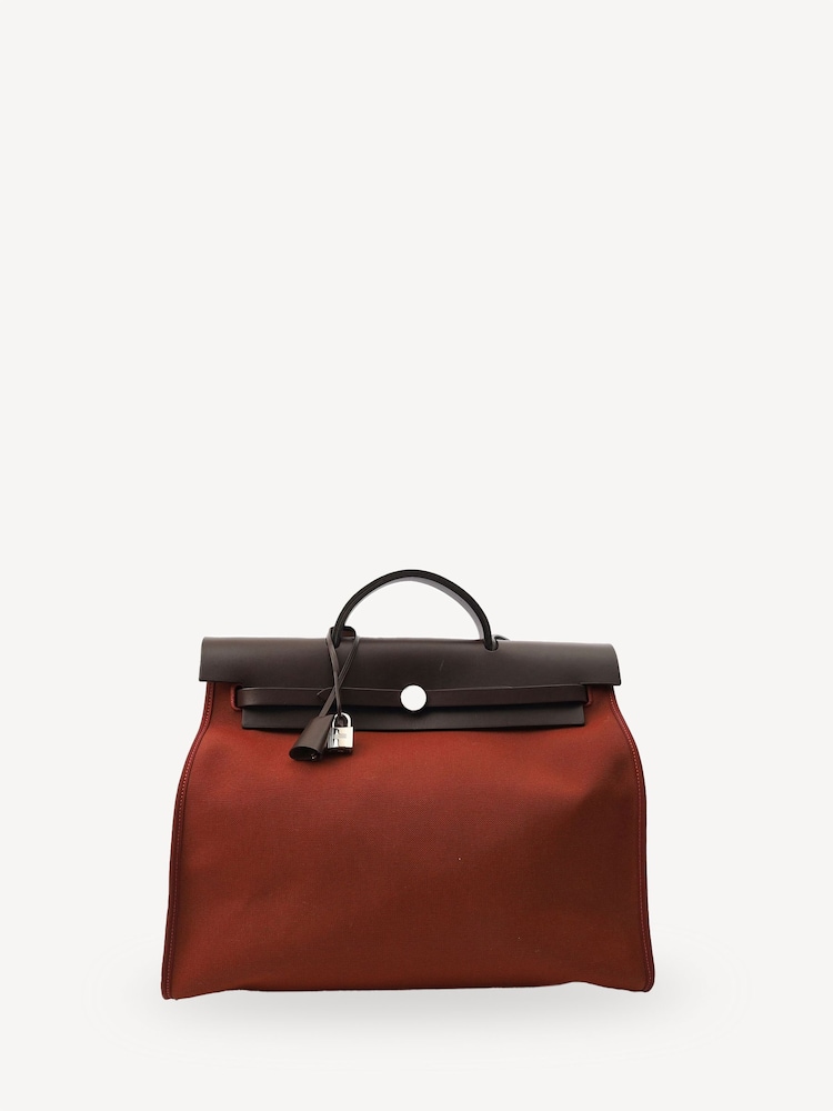 Hermes Red Herbag Zip 39 Tote Bag in Rouge - Image 1 of 6