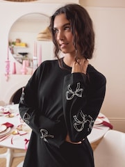 Black/White Graphic Long Sleeve Nightie - Image 3 of 9