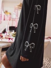 Black/White Graphic Long Sleeve Nightie - Image 6 of 9