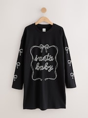 Black/White Graphic Long Sleeve Nightie - Image 7 of 9
