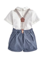 Mamas & Papas Blue Braced 100% Cotton Dungarees - Image 3 of 5